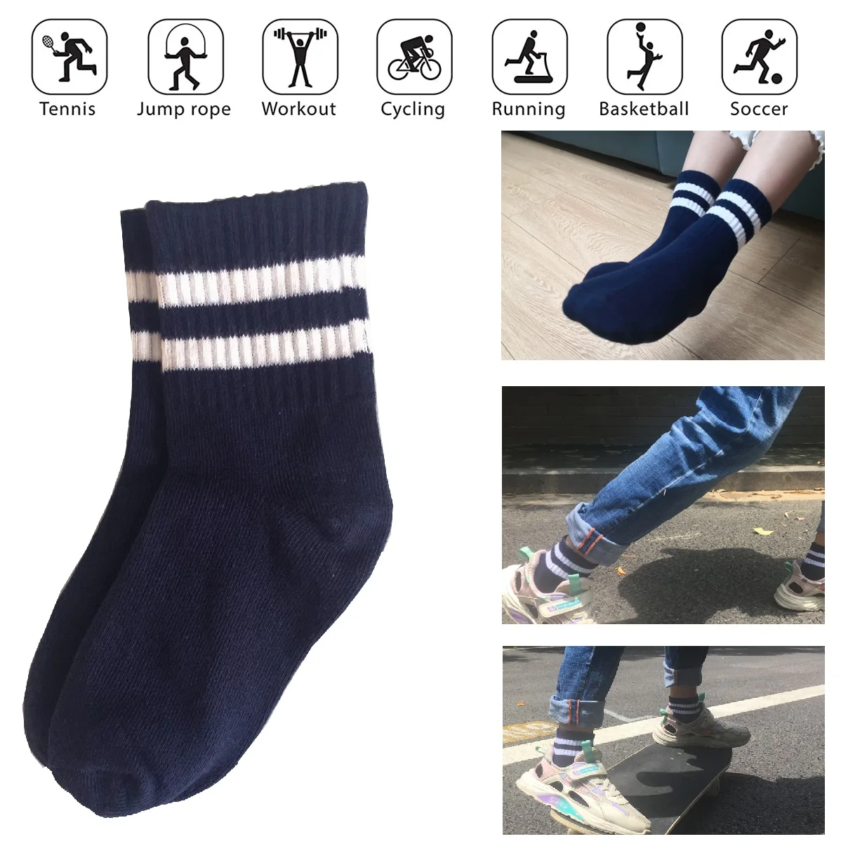 

Unisex Kids 1-12 Years Old Ankle Socks 100% Cotton Crew Length for School Uniform Spring Autumn Summer Running Sports Boys Girls