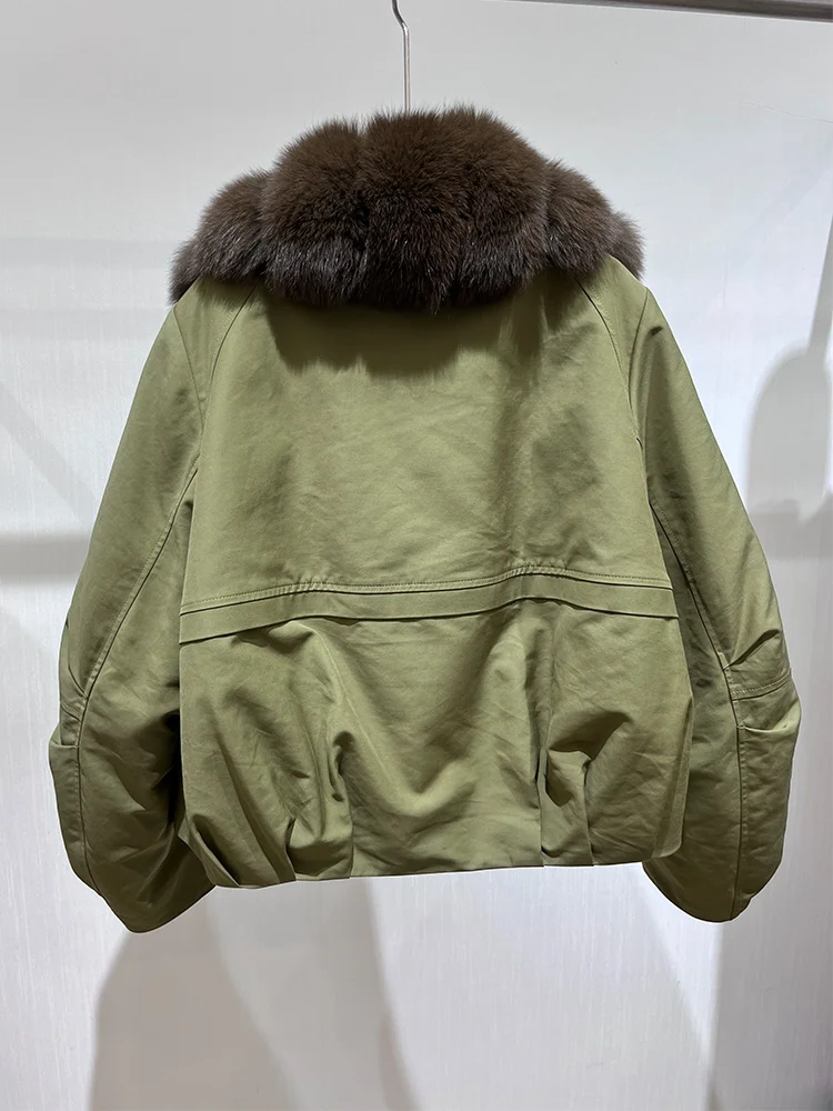 リアルフォックスファーカラー付きリアルファーコート 暖かい2025年ファッション 冬用厚手グースダウンジャケット レディースパーカー アウター 女性用ダウンジャケット