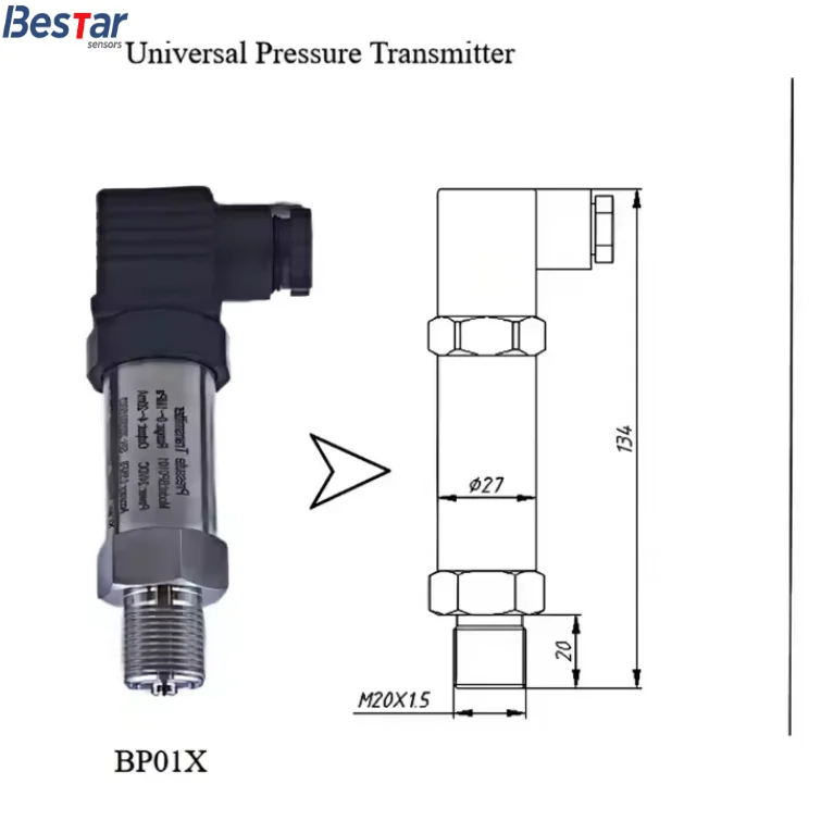 Fast Delivery Pressure Transducer G1/4 G1/2 Hirschmann Connector Pressure Sensor 4-20mA 24vdc Pressure Transmitter 0-150bar