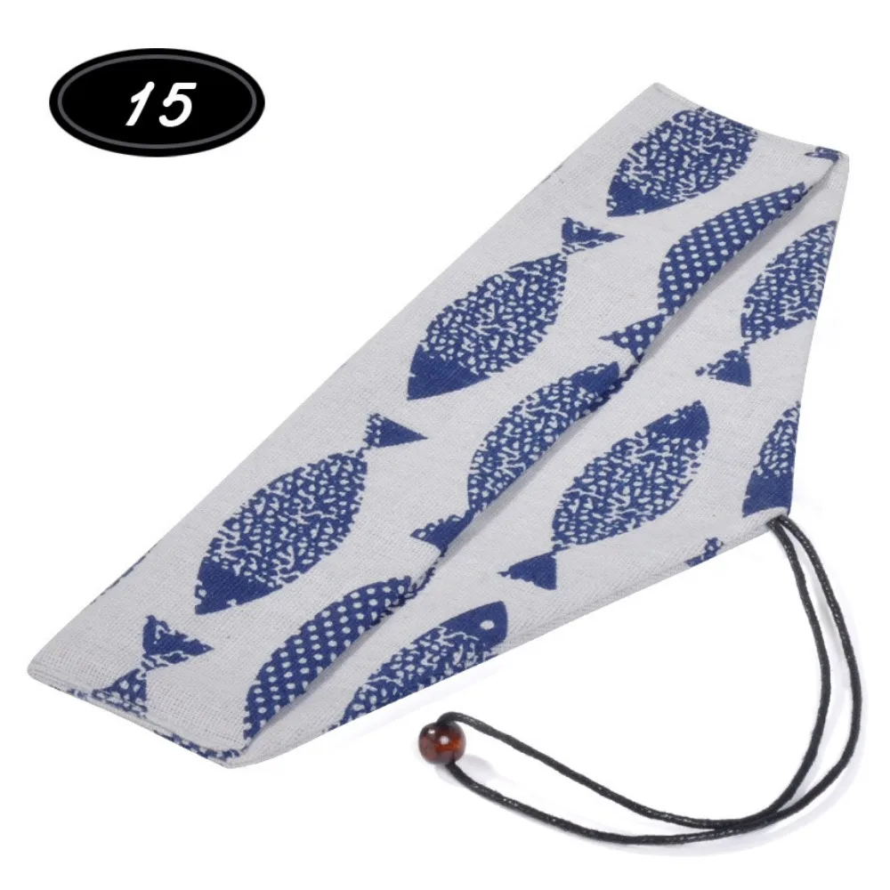 Reusable Cotton Linen Cutlery Pouch Roll-Up Design Japanese Style Utensil Holder Portable Cutlery Case For Chopstick Spoon