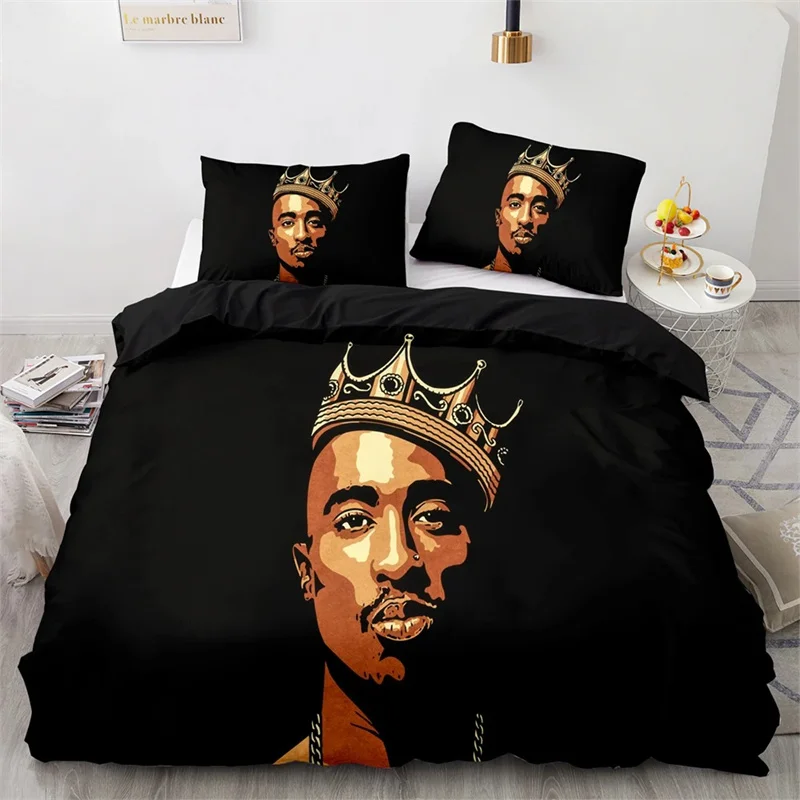 3D Printed Tupac Shakur Rapper 2Pac Bedding Set Boys Girls Twin Queen Size Duvet Cover Pillowcase Bed Kids Adult