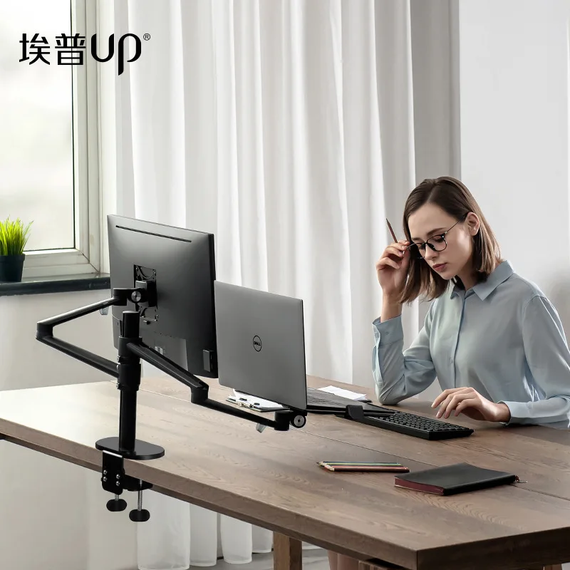 Monitor Ganda Arm Monitor Laptop Desktop Arm Mount Desktop Lcd Dapat Disesuaikan Dudukan Meja 10 Sampai 17 Inci Laptop 17 "-32" Monitor CN;GUA