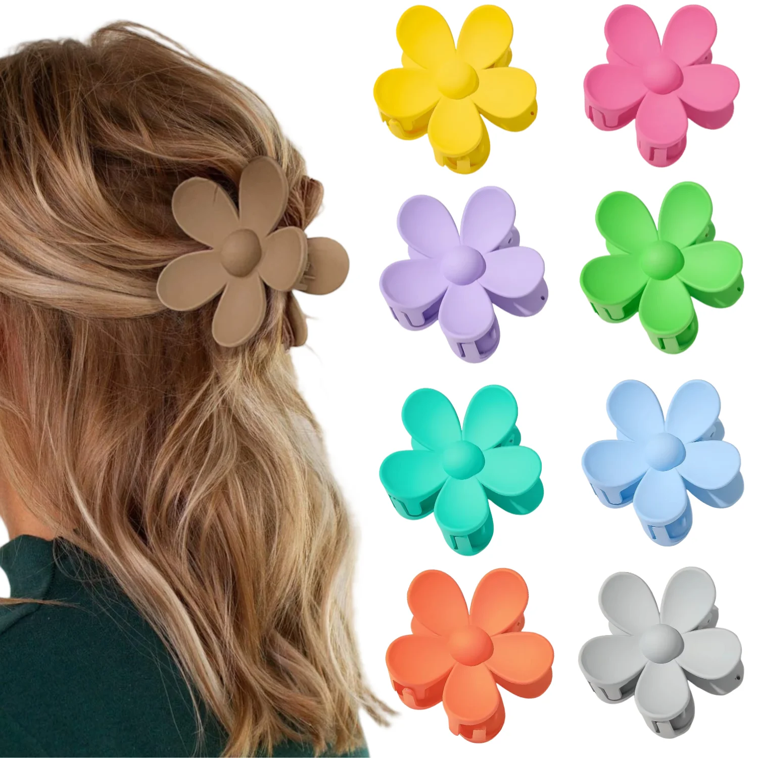 

Dowell Korean Style Non-Slip Matte Flower Resin Hair Claw Clip Stylish Women's Hair Accessories