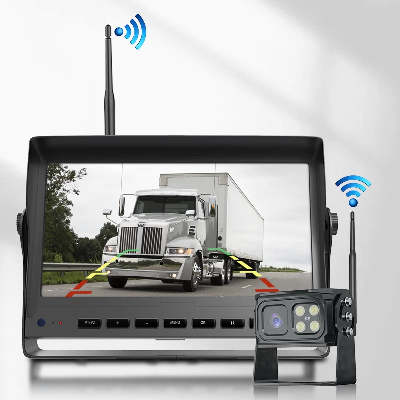 Car Cameras with Night Vision Front and Rear and Motion Detection Reverse Backup Camera Kit for Bus Truck VR Van