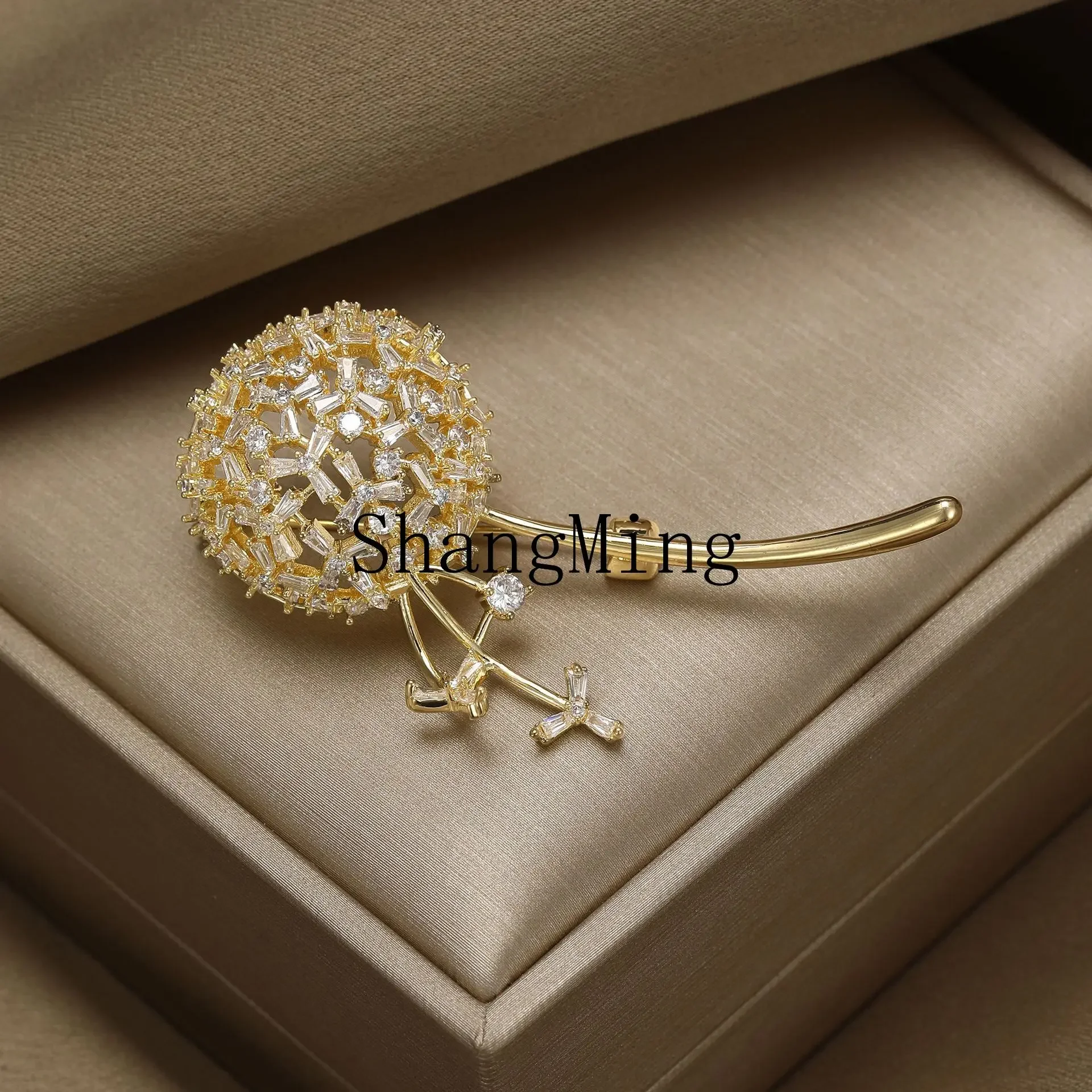 

CLL high-end sense exquisite zircon dandelion brooch temperament elegant brooch suit pin anti-light accessories