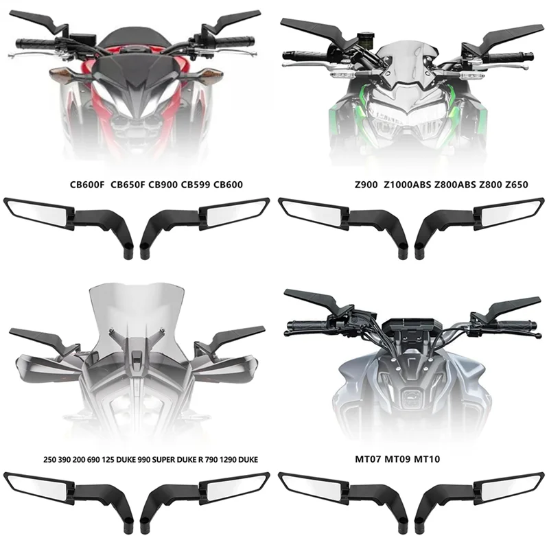 

Adjustable Motorcycle Mirrors Stealth Winglets Rotating Mirror For MT 03 07 09 R1 R3 R7 XMAX Kawasaki