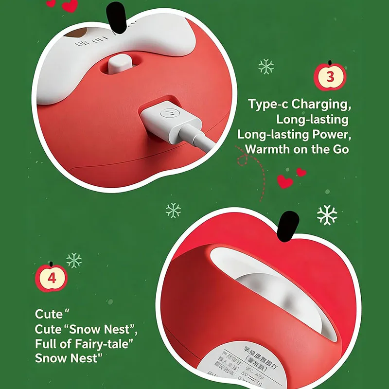 Рождественский светодиодный настольный декор, лампа в форме яблока, светодиодный ночник с регулируемой яркостью, подвесной перезаряжаемый светильник для спальни, детский подарок, украшения, освещение