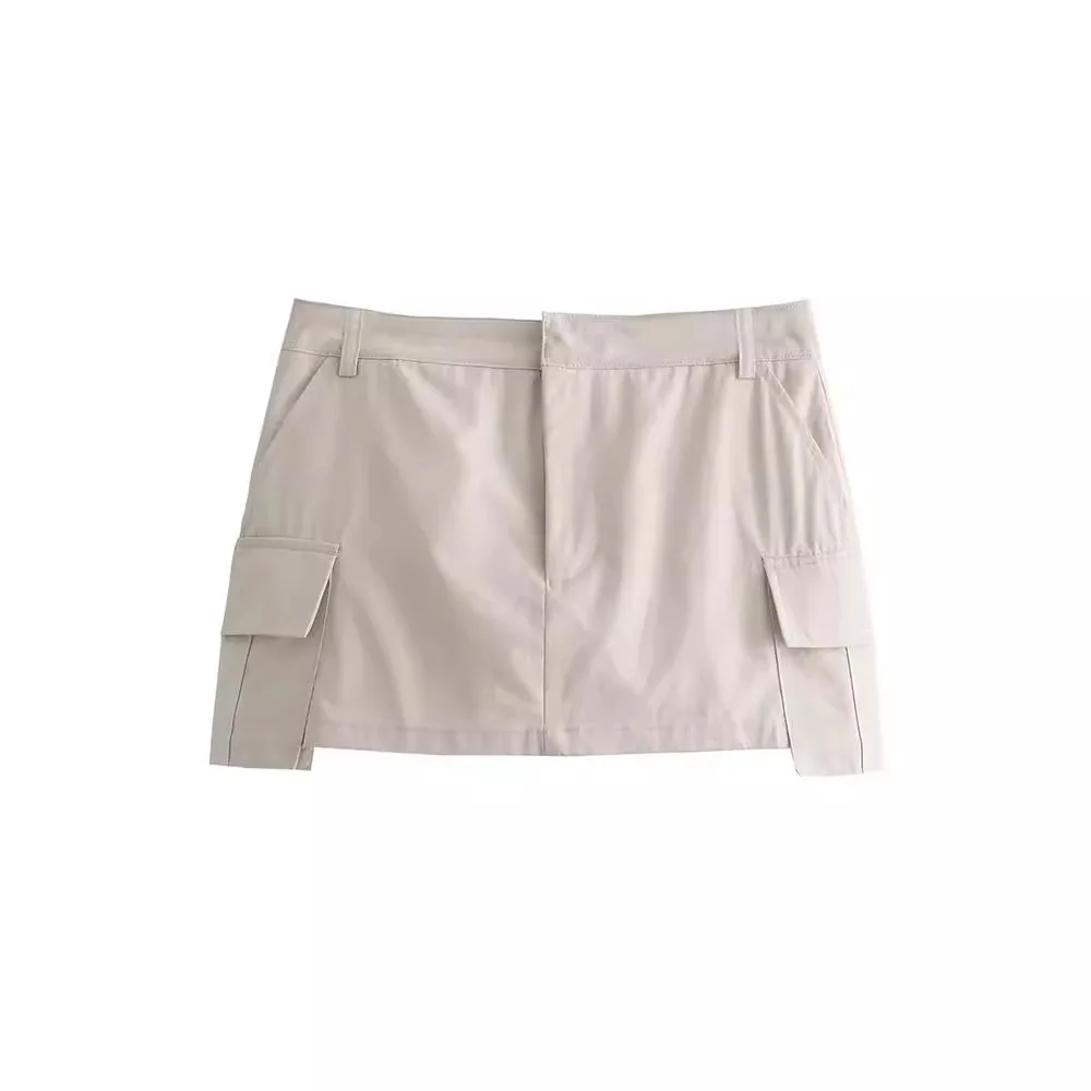 

Woman Pocket Skirts Shorts Summer Woman Solid Color Zipper Shorts Fashion High Waist Casual Slim Skirts Shorts
