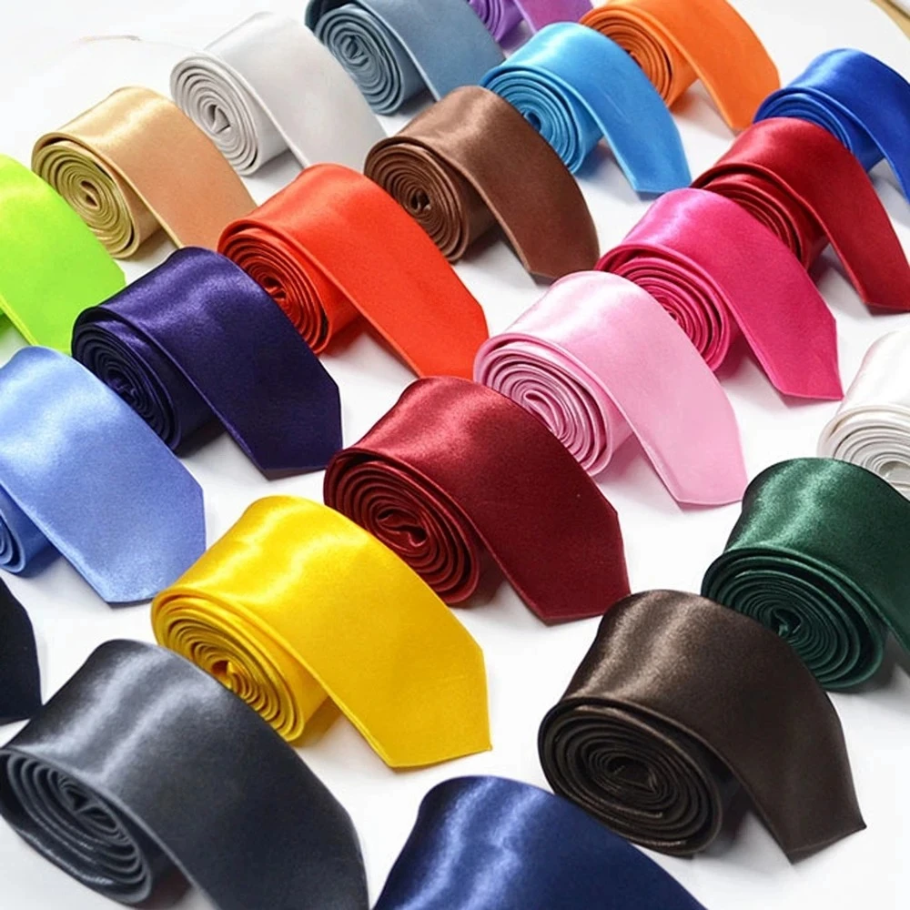 

Тонкие атласные галстуки шириной 5 см для мужчин: черные, желтые, розовые, синие. Модные мужские аксессуары, узкие галстуки для вечеринок и свадеб.