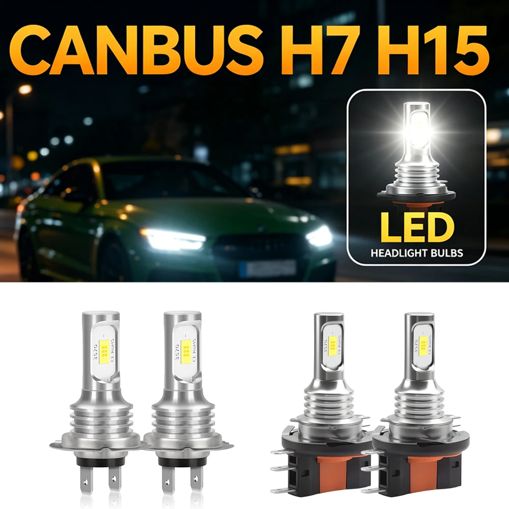 H7 H15 LED Headlight High Low Beam Combo Led Headlamp DRL Bulbs 6000K For Mercedes-Benz A-Class/Ford MK2/VW Golf/Audi A3/Skoda