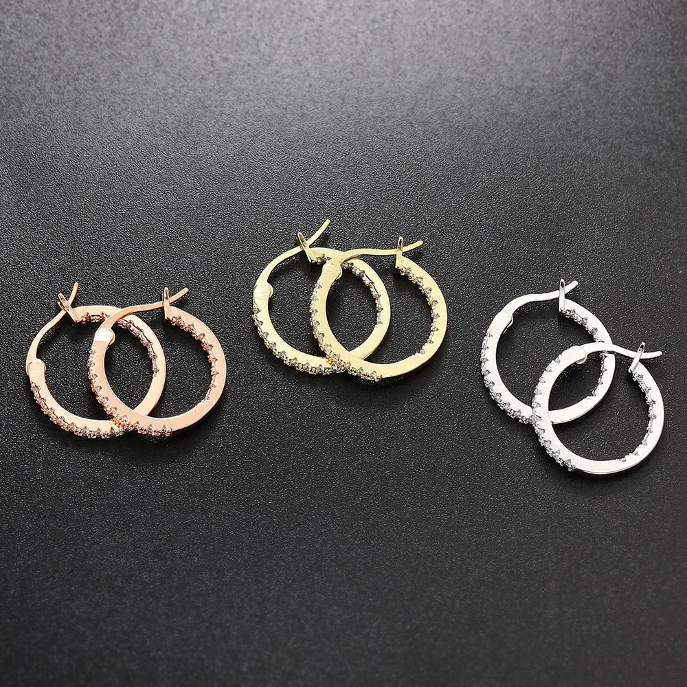 Punk Round Hoop Earrings For Women Fashion Crystal Small Circle Gold Color Cartilage Earings Girl Party Jewelry Accessories E398