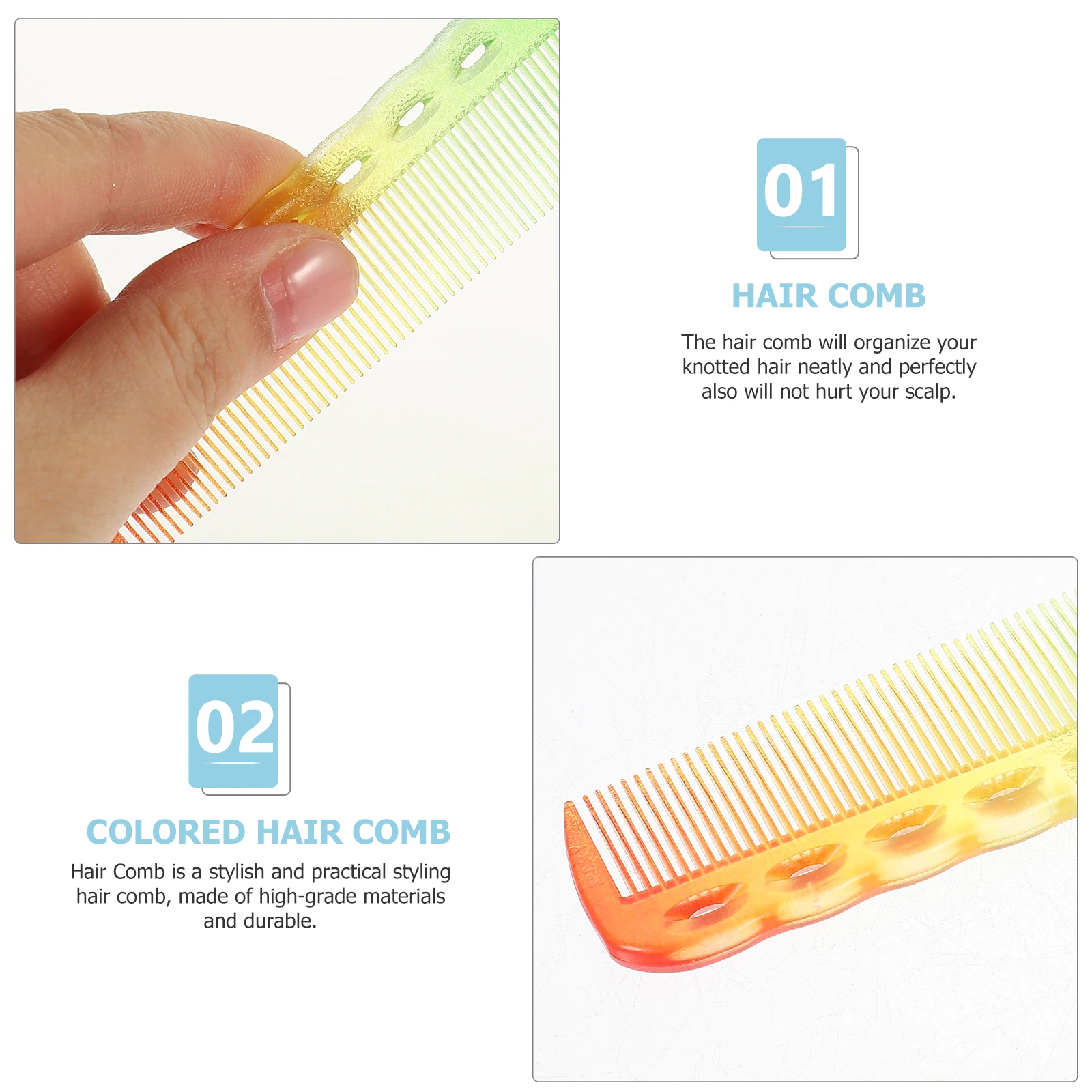 

3pcs Barber Shop Comb Professional Fine Tooth Hairdressing Salon Styling -03 -04 -08 Colorful Transparent for Thick Thin