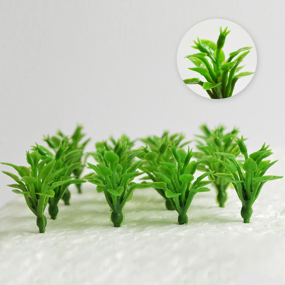 30pcs 3cm Simulation Static Grass Miniature Flower Plastic Toys Railway Trian Layout Architecture Building Materials for Diorama