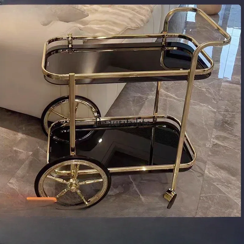 

LJY*dining car storage rack living room bedroom mobile trolley tea cart