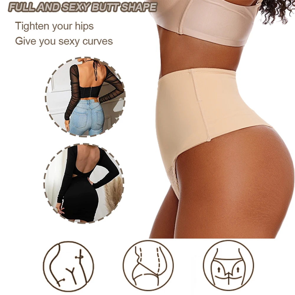 High Waist Tummy Control Thong Shapewear for Women Sexy Lace Seamless Shaping Underwear Butt Lifter Belly Shaping Cincher Brief