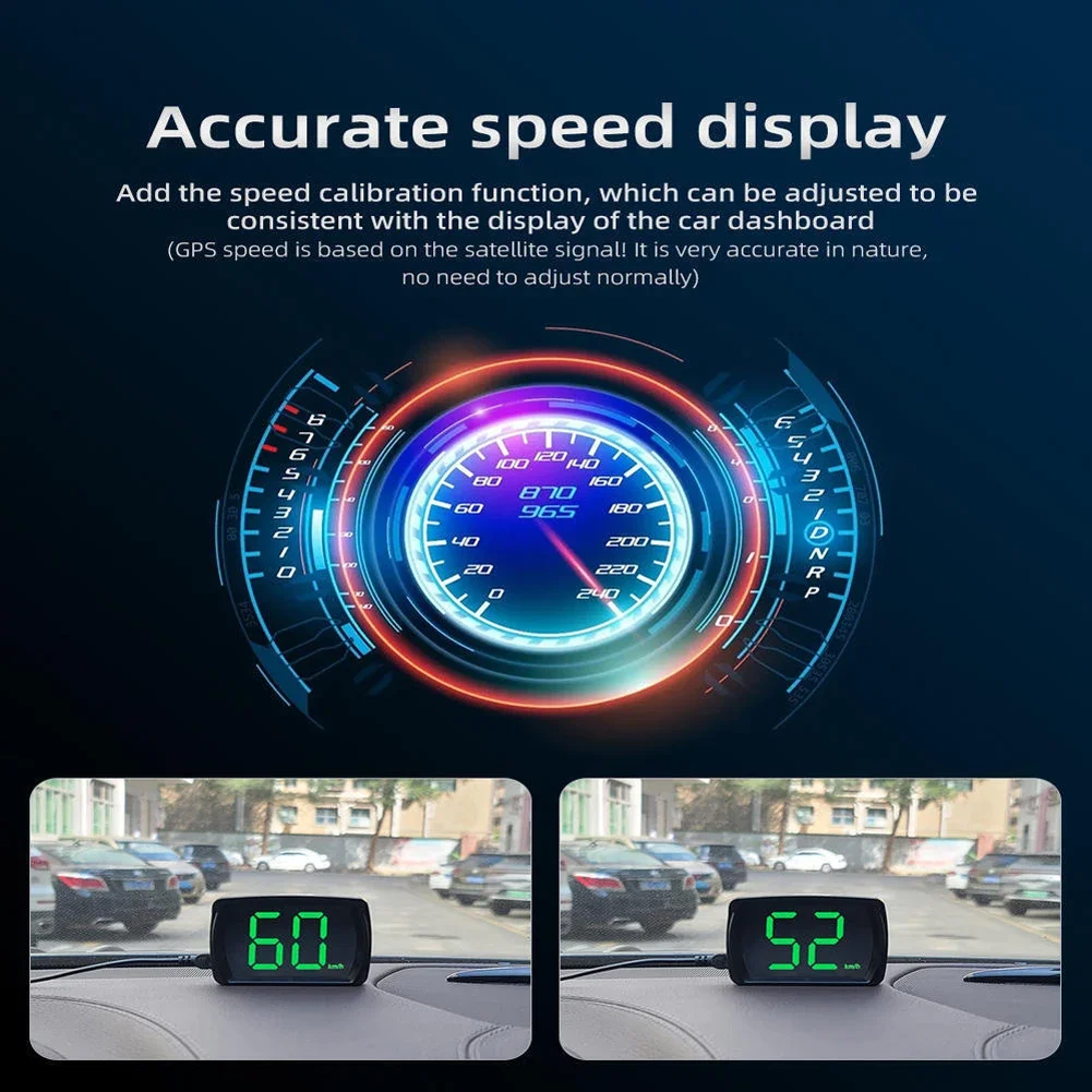 Car HUD Universal Head Up Display KMH/MPH Speedometer GPS 2.8 Inch Big Font Digital Speed Meter Clock Gauge Automotive Accessory