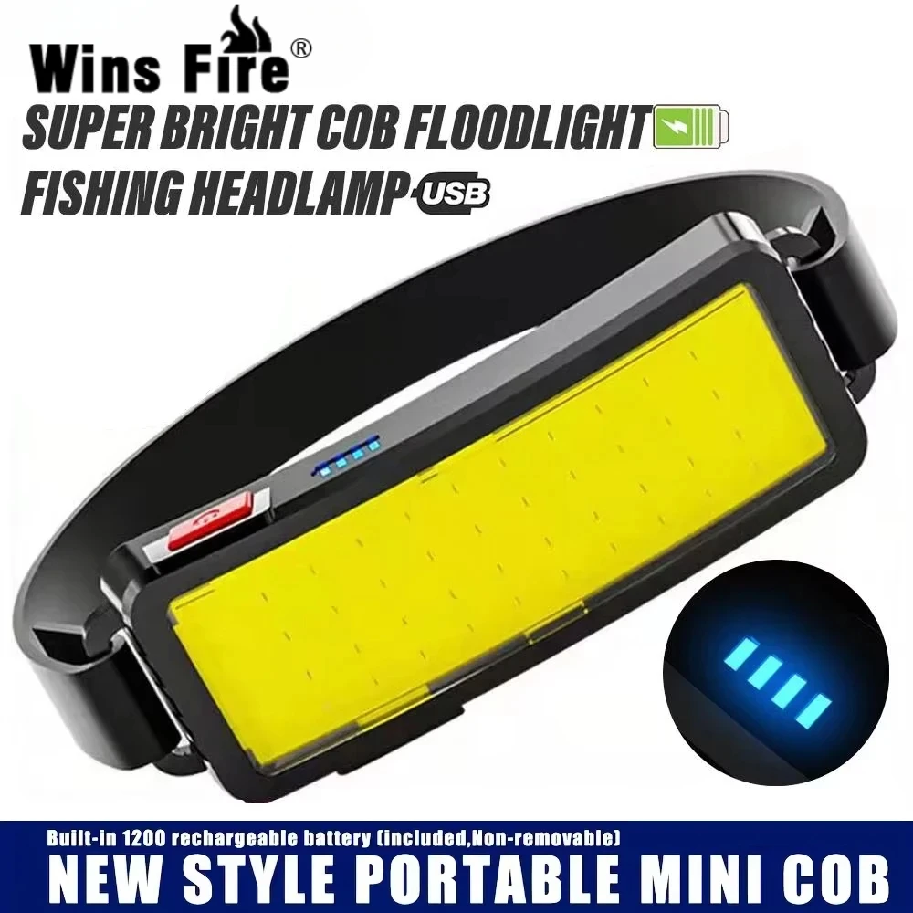 

Strong Light High Brightness COB Headlight USB Rechargeable Headlamp Night Fishing Headtorch Light Outdoor Cycling Floodlights
