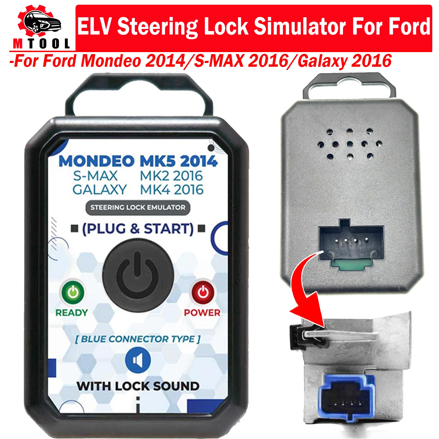 ELV Steering Lock Simulator Emulator For Ford Mondeo Fusion Emulator S-Max Galaxy With Lock Sound No Programming Required