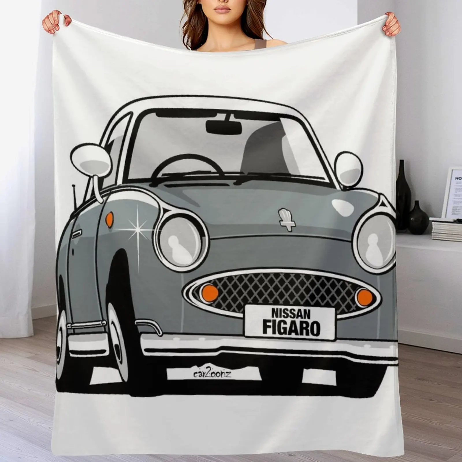 

Nissan Figaro caricature - lapis grey Throw Blanket Plaid on the sofa Polar Blankets