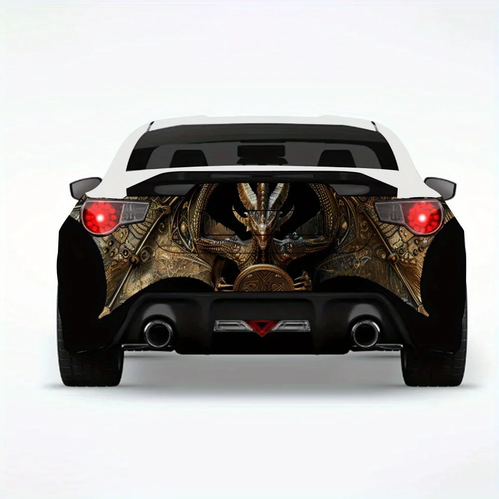 

Дракон с рисунком щита, виниловая наклейка на заднюю часть автомобиля, водонепроницаемые самоклеящиеся виниловые наклейки для хвоста и бампера автомобиля, украшение