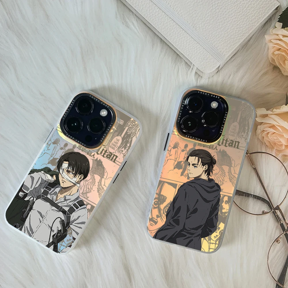 A-Attack On Anime T-Titan For Huawei MATE 60 70 PRO NOVA PURA ULTRA For Honor 90 80 SE GT 200 IMD Chameleon Laser Phone Case