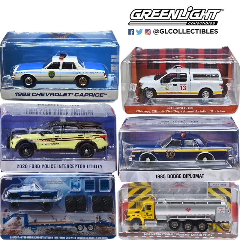 Greenlight 1/64 Proportion Précieux Camion détectée DOT Dodge Diplomat Ford F-250 Série Moulé Sous Pression Modèle Alliage Voiture Enfant Cadeau De Noël