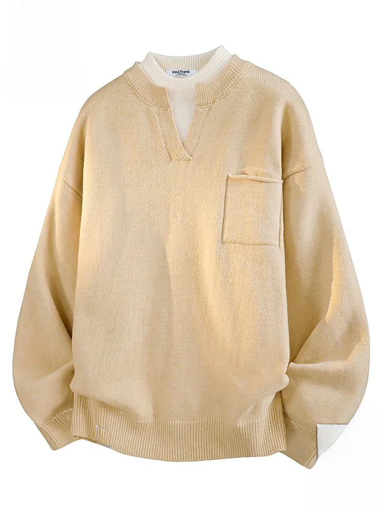 

Мужской теплый повседневный свободный трикотаж Paul Frank: новинка осени, американский стиль, с принтом «Голова обезьяны», из мягкой смесовой ткани с полиэстером