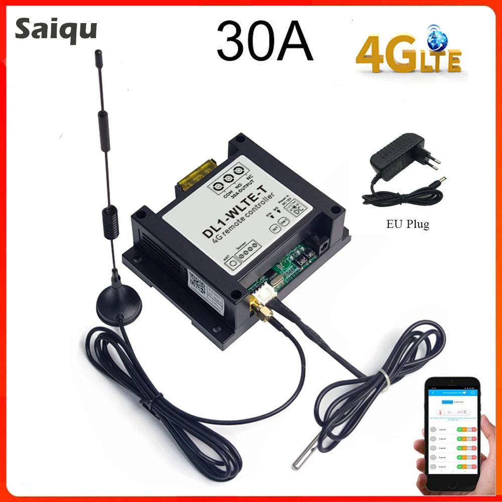 4G Temperature Sensor Controller APP SMS Remote Controller Linkage 30A ON/OFF Alarm Heater Door Opener GSM 4G Relay Controller