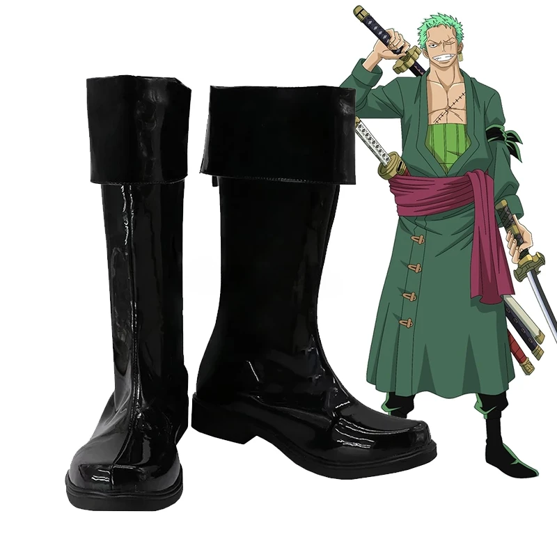 

One Anime Piece Two Years Later Roronoa Zoro Cosplay Shoes Black Boots For Men Women Halloween Carnival Party Props Custom Made