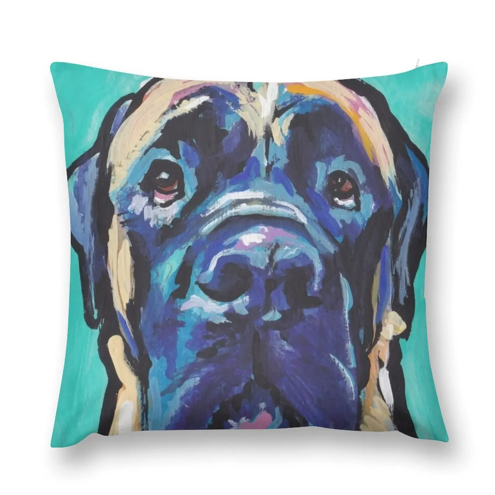 

English Mastiff Bright colorful pop dog art Throw Pillow Bed pillowcases pillow