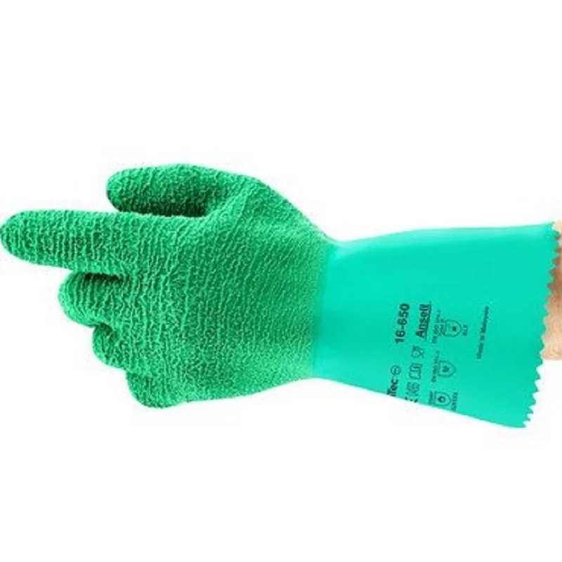 Ansell AlphaTec 16-650(1pair) Natural rubber-coated gloves Chemical resistant Anti-slip Cut-resistant,High-temperature resistant