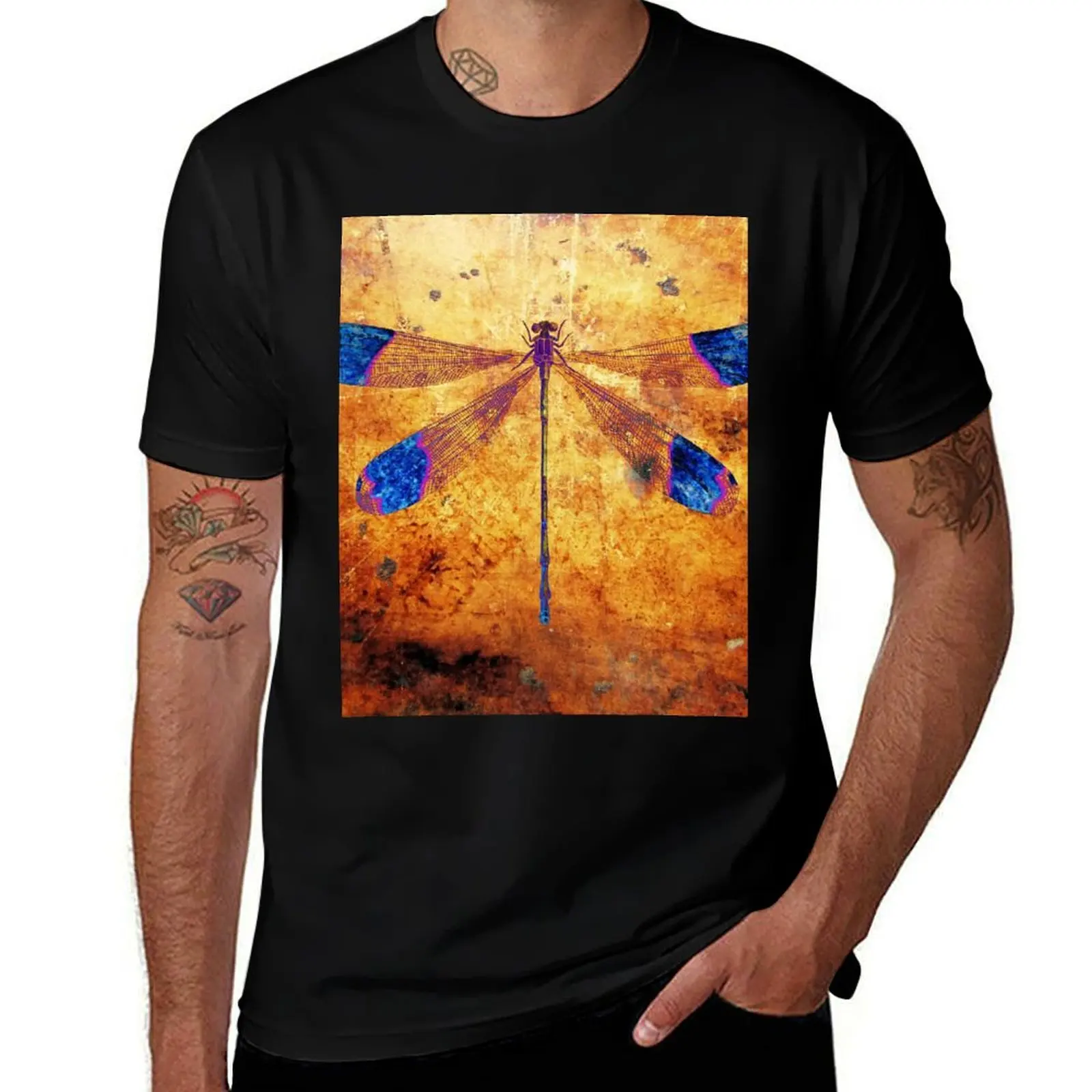Dragonfly in Amber T-Shirt Anti-Perspiration Workout Top T-Shirt