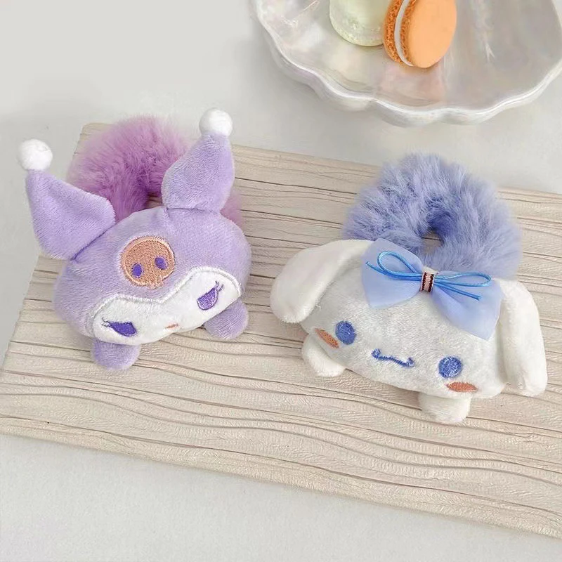 Sanrio Hello Kitty Hairring Women Cute Elastic Band Kuromi Hairpins Girl Cinnamoroll Velcro Hair Claws Melody Hairband Kids Gift