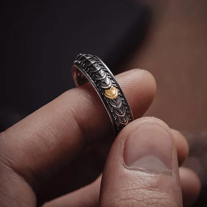 Cincin skala Naga terbuka Perhiasan Pria Wanita desain Niche gaya nasional Cincin Pria Pria jari indeks kualitas tinggi trendi