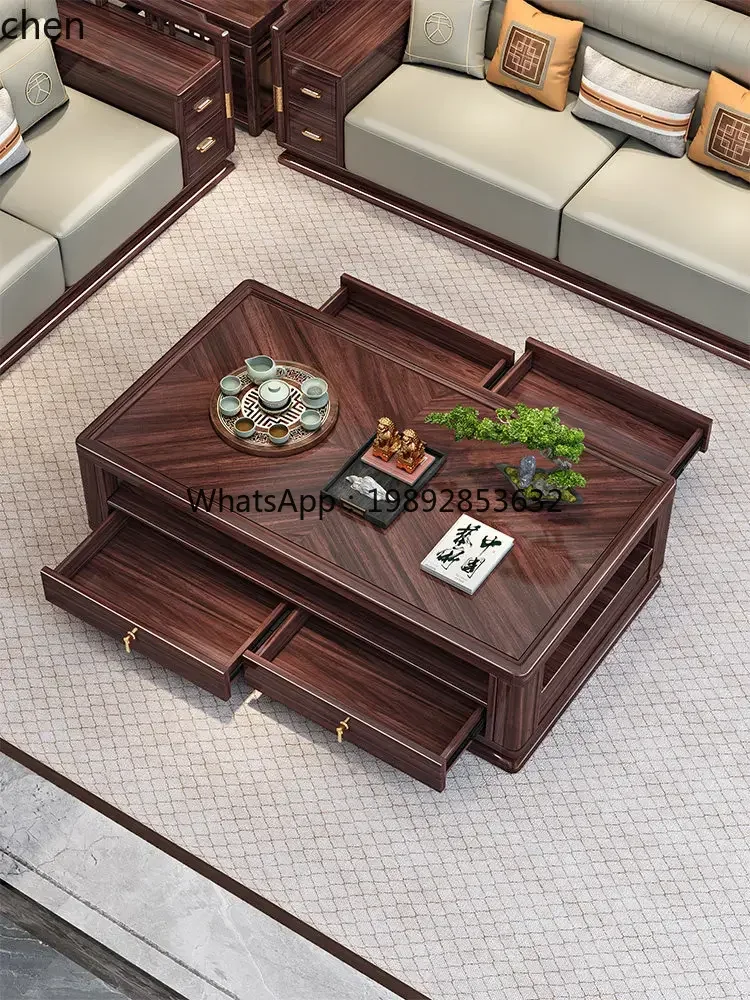 

ZZ solid wood coffee table TV cabinet combination villa living room furniture coffee table