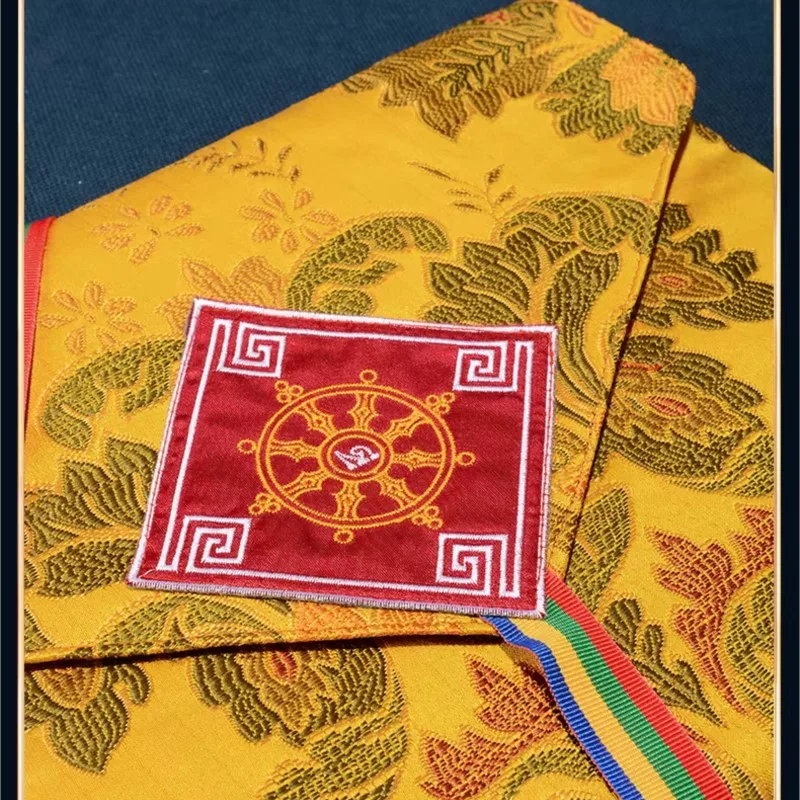 Tibetan-Style Embroidered Floral Sutra Storage Bag,Double Layer Thickened Sacred Text Scripture Organizer Bag Buddhist Item