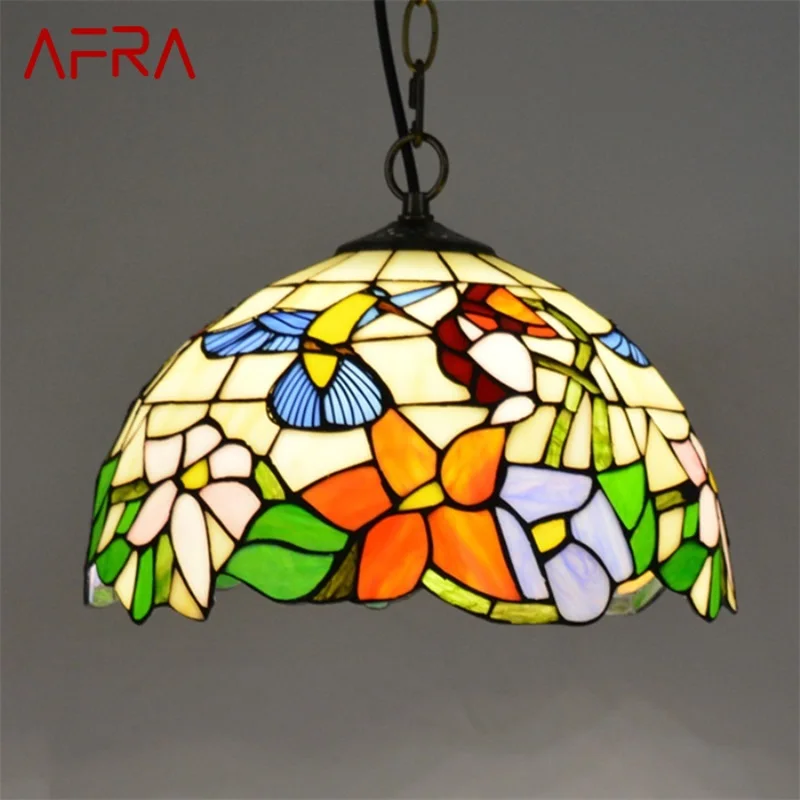 

AFRA Tiffany Pendant Light Contemporary LED Lamp Flower Figure Fixtures For Home Dining Room Decoration