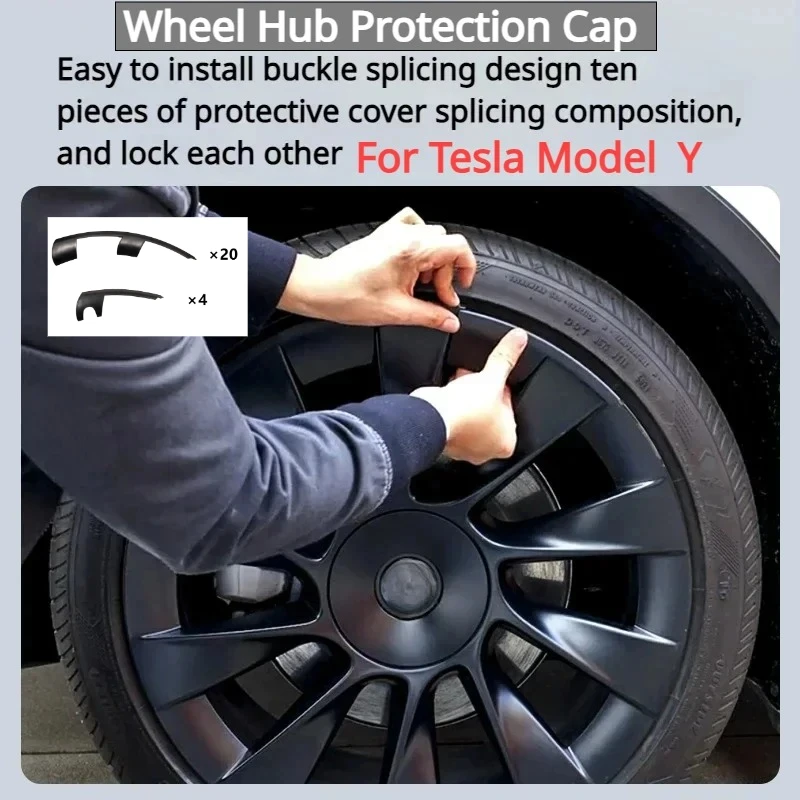 

Для Tesla Model Y 2021-2024 21-дюймовая крышка колеса, нашивка на обод 21 дюйм, защитная крышка ступицы, защита обода из АБС-пластика, автомобильные аксессуары
