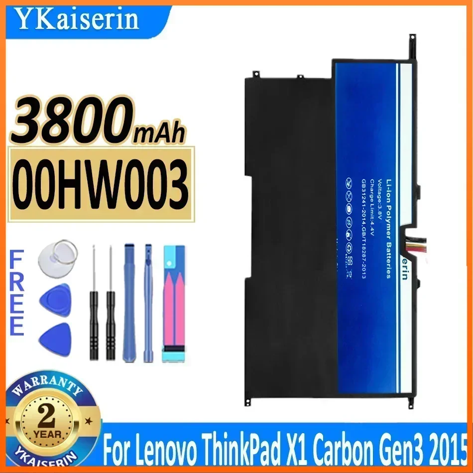 

Сменный аккумулятор ykaisсеребрин 3800 мАч 00HW003 SB10F46440 для Lenovo ThinkPad X1 для Carbon Gen3 2015/2014 Gen2 00HW002 45N1702