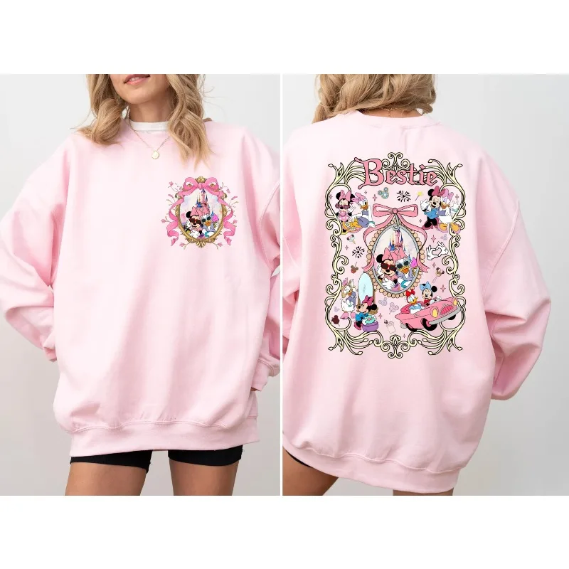 Coquette Bows Minnie and Daisy Sweatshirt, Disney Bestie Sweatshirt, WDW Magic Kingdom Sweatshirt, Disneyland Girls Sweatshirt