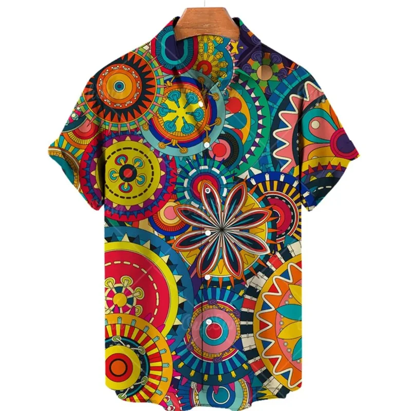 Fashion Bohemia Pattern 3D Printed Shirts For Men Clothes Casual Women Short Sleeve Hawaiian Shirts & Blouses Streetwear Y2k Top