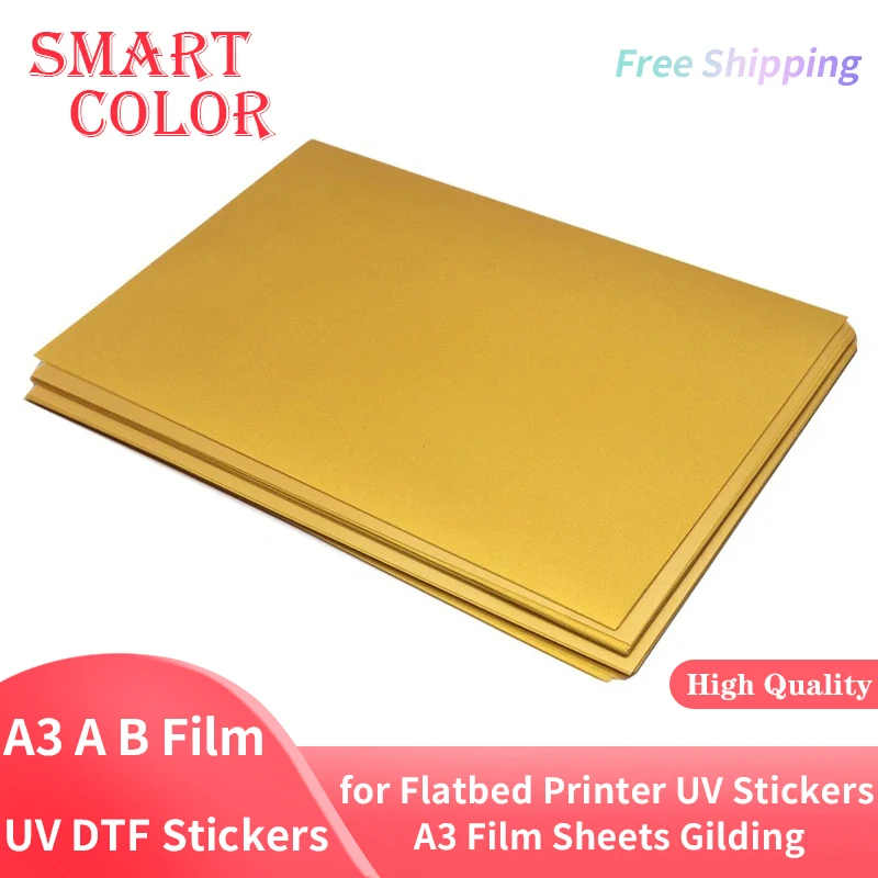 

100pcs A3 UV DTF A B Film UV DTF Transfer Stickers Gold Film Sticker for Flatbed Printer UV Stickers A3 Film Sheets Gilding