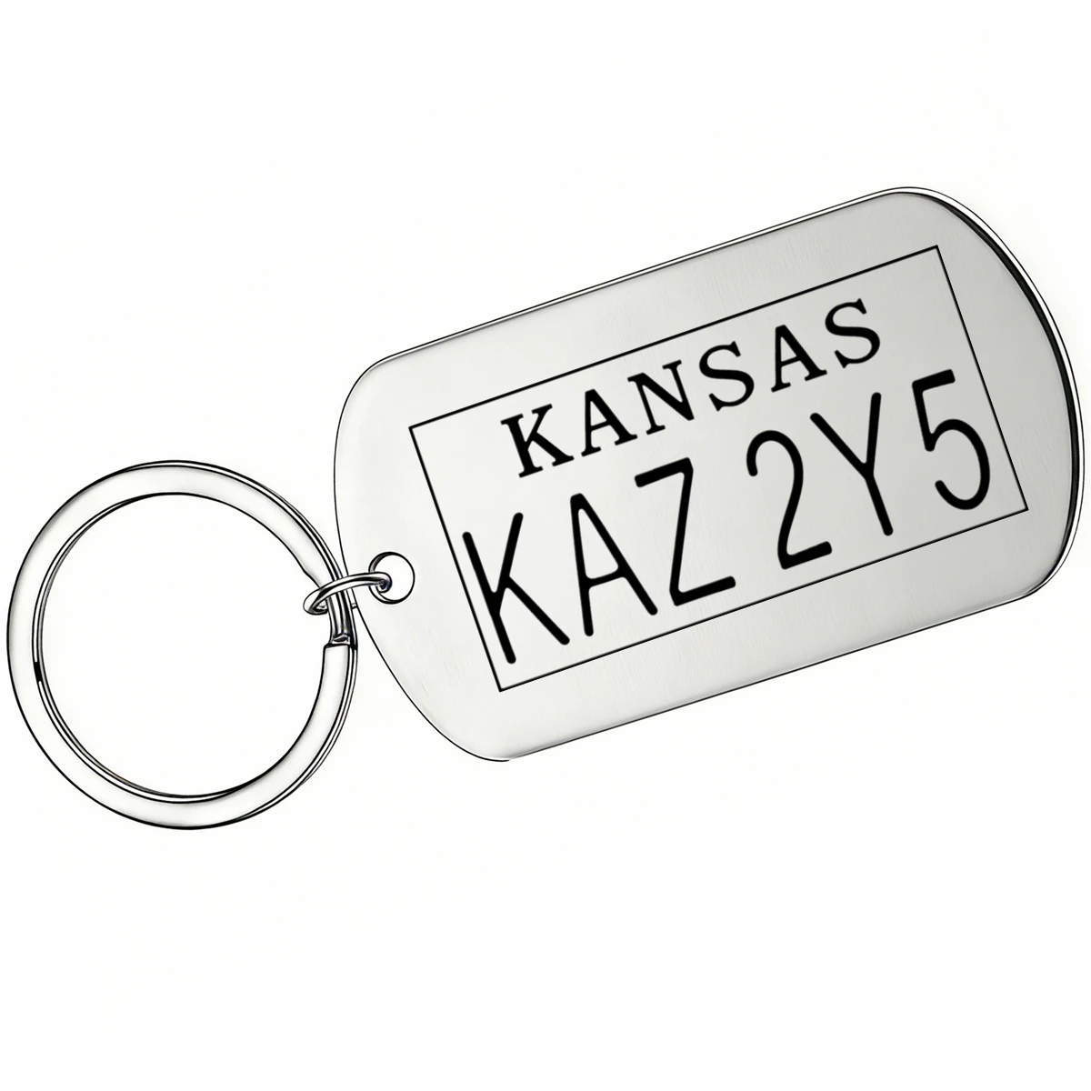 1pc Stainless Steel Tag Keychain Super Natural KANSAS KAZ 2Y5 License Plate Key Ring TV Show Fans Souvenir Car Key Pendant Gift