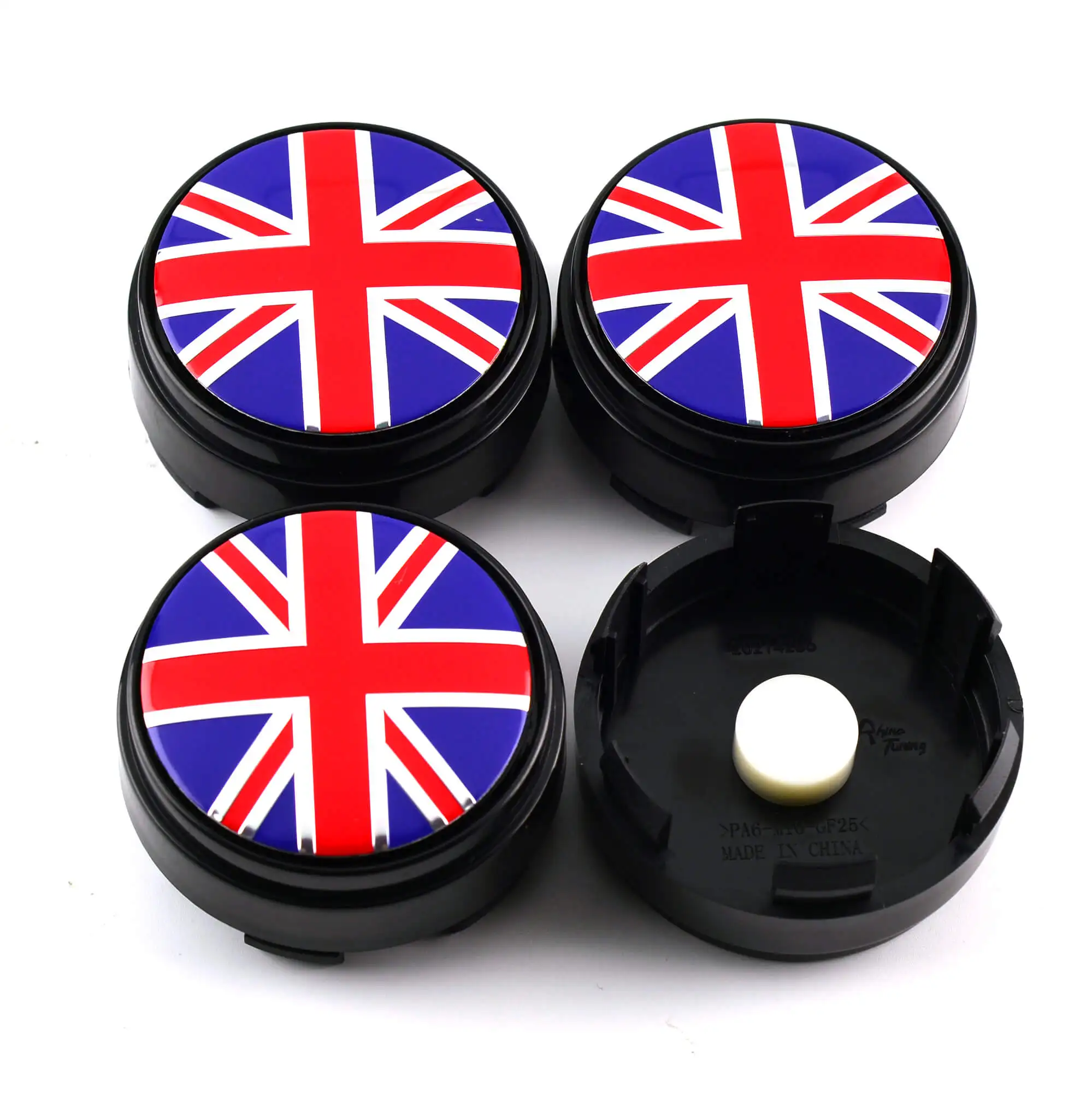 GTownworks 4 pcs Floating Wheel Center Caps 66mm(2.60in) United Kingdom Flag UK Britain Emblem Center Hub Caps Car Accessories