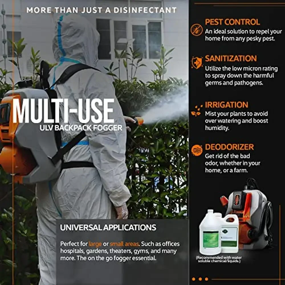 Cordless ULV Fogger Sprayer 48V 2.6GAL 1-10GPH Garden Mist Machine