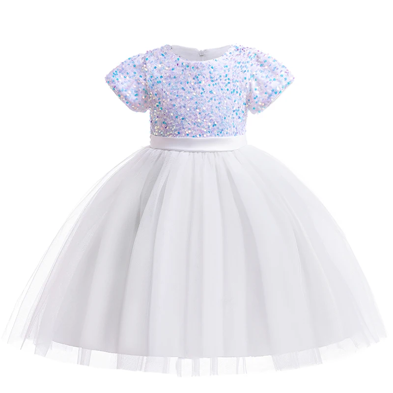 Sequin Girls Princess Party Dress Flower Kids Fluffy Wedding Dresses Children Birthday Formal New Gown For Girl Evening Vestidos