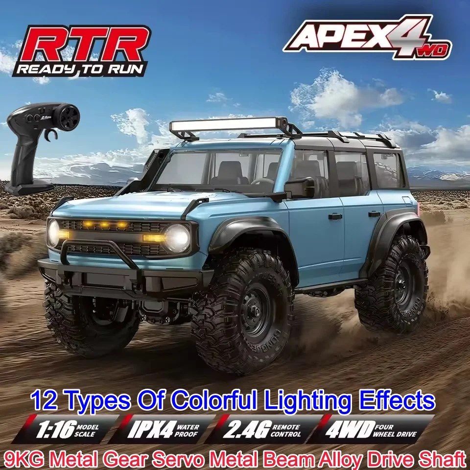 New Four-Wheel Drive RC Crawler Off-Road Vehicle 1:16 Scale Model Toy Remote Control Car With Metal Frame And lamp Group RC Car