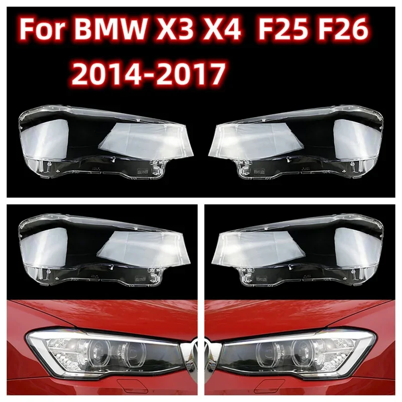 

Front Car Headlight Glass Lens Cover Shade Shell Auto Transparent Light Housing Lamp For BMW X3 X4 F25 F26 2014 2015 2016 2017