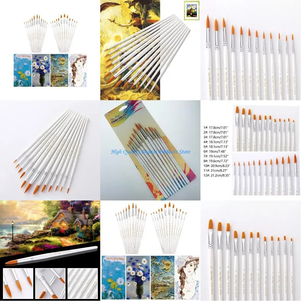 

U2JE 12x/набор художественных кистей, акварель, акриловая кисть для рисования, практичная кисть для рисования, принадлежности и