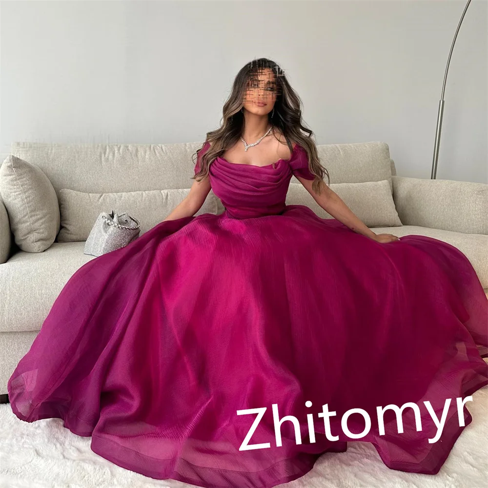 Вечернее платье из джерси Саудовской Аравии с рюшами Quinceanera, трапециевидное платье с открытыми плечами, длинные платья на заказ